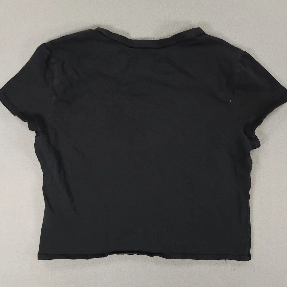 Abercrombie & Fitch Baby Tee Womens L Black Short Sleeve Cotton Blend TShirt Top - Picture 2 of 5